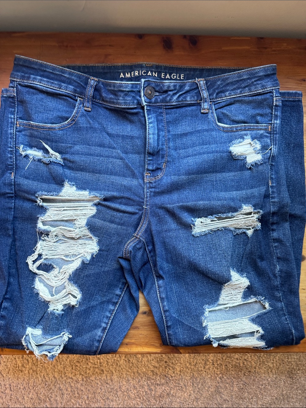American Eagle Outfitters Ripped Dark Blue Jeggings